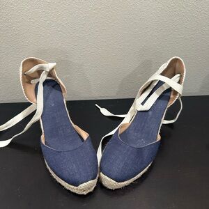 Women's Blue Espadrille Wedges